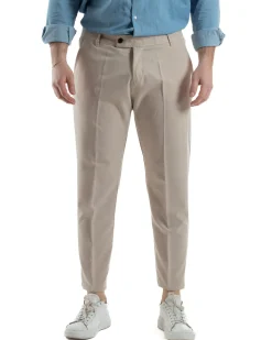 Pantaloni Viscosa Abbottonatura Allungata Basic Beige TCP1001A