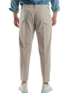 Pantaloni Viscosa Abbottonatura Allungata Basic Beige TCP1001A