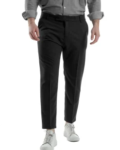 Pantaloni Viscosa Abbottonatura Allungata Basic Nero TCP1002A