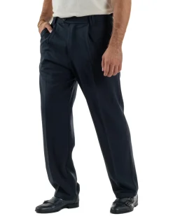 Pantaloni Viscosa Uomo Baggy Fondo Ampio Blu P5916A