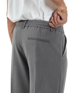 Pantaloni Viscosa Uomo Baggy Fondo Ampio Grigio P5914A