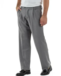 Pantaloni Viscosa Uomo Baggy Fondo Ampio Grigio P5914A