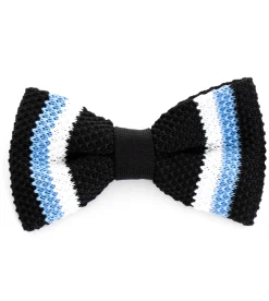 Papillon Farfalla Fiocco Uomo Unisex Accessorio Elegante Cerimonia Nero Rigato in Maglia GIOSAL-CP1092A