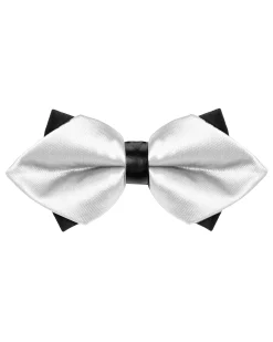 Papillon uomo unisex con punte elegante cerimonia bicolore tinta unita bianco GIOSAL-CP1154A