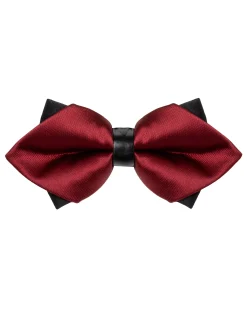 Papillon Uomo Unisex Con Punte Elegante Cerimonia Bicolore Tinta Unita Bordeaux GIOSAL-CP1131A