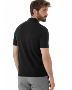 Polo uomo filo maglia colletto con zip t-shirt sottogiacca leggera nero GIOSAL-TS3211A