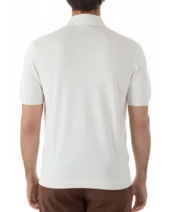 Polo uomo filo maglia colletto con zip t-shirt sottogiacca leggera bianco GIOSAL-TS3212A