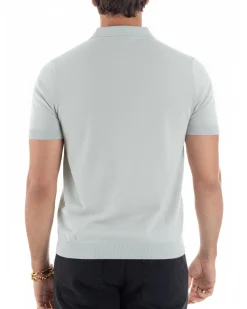 Polo uomo filo maglia con colletto t-shirt sottogiacca leggera ghiaccio GIOSAL-TS3206A