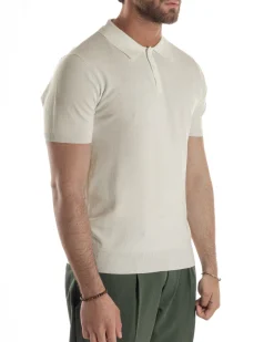 Polo Uomo Filo Maglia Con Colletto T-Shirt Sottogiacca Leggera Beige TS3136A