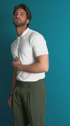 Polo Uomo Filo Maglia Con Colletto T-Shirt Sottogiacca Leggera Verde TS3135A