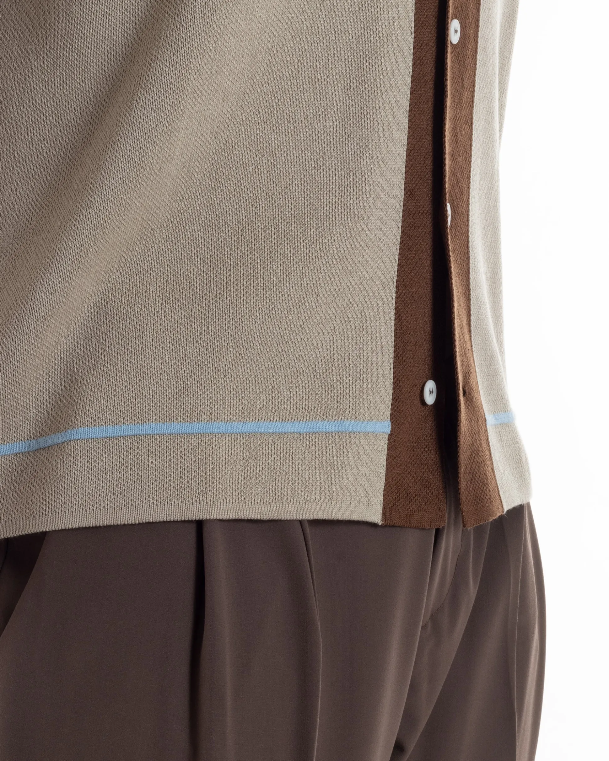Polo uomo maglia filo boxy oversize colletto con bottoni beige BlackSunday TS3267A