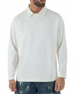Polo uomo maglia oversize colletto spalle scese bianco GIOSAL-M3096A