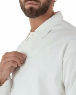 Polo uomo maglia oversize colletto spalle scese bianco GIOSAL-M3096A
