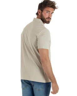 Polo uomo no-stiro stretch colletto con bottoni maglia basic beige GIOSAL-TS3291A