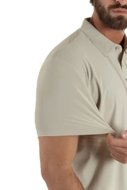 Polo uomo no-stiro stretch colletto con bottoni maglia basic beige GIOSAL-TS3291A