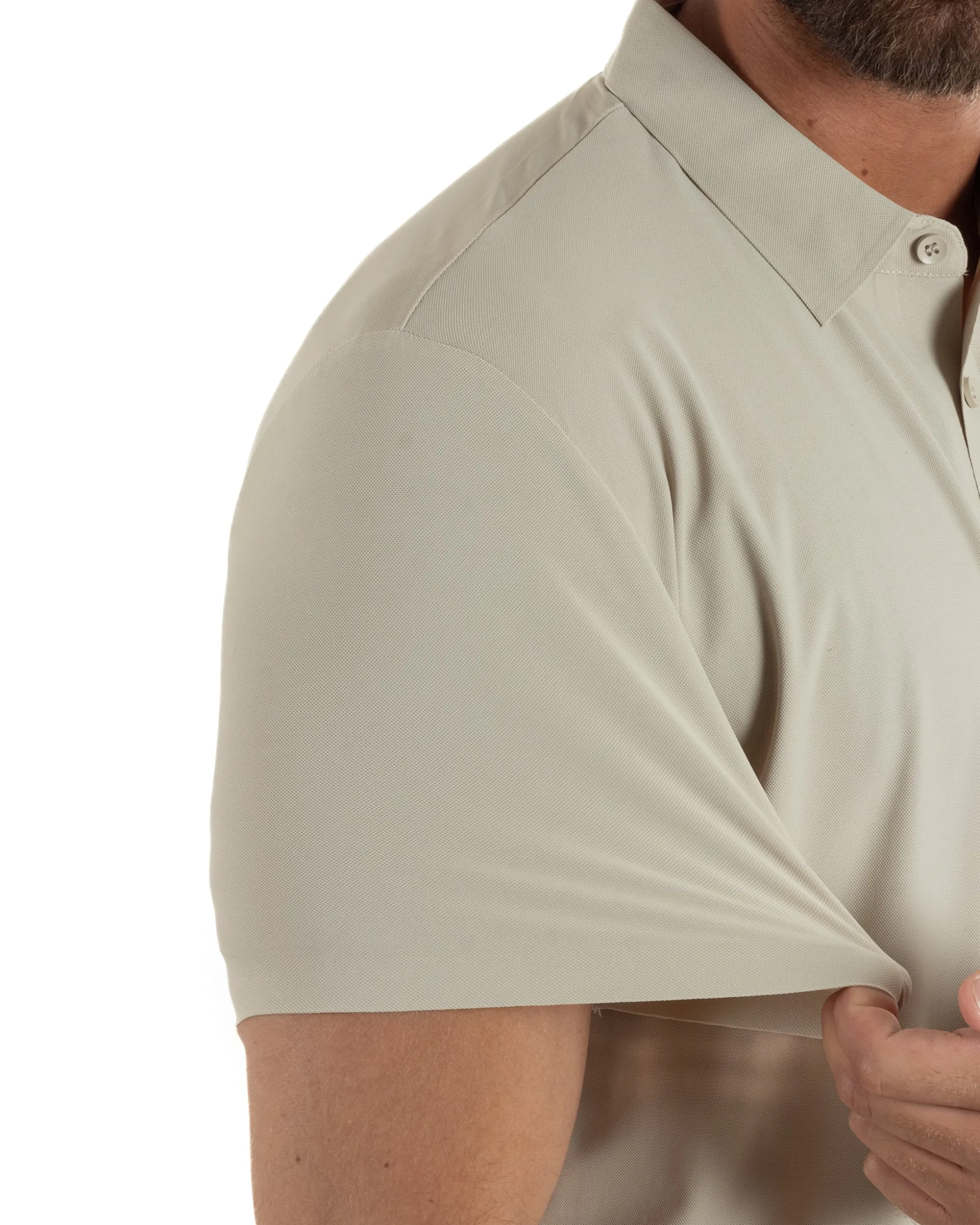 Polo uomo no-stiro stretch colletto con bottoni maglia basic beige GIOSAL-TS3291A