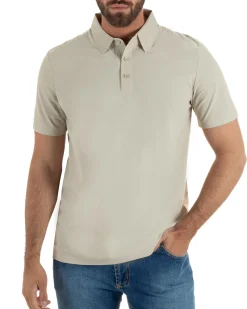 Polo uomo no-stiro stretch colletto con bottoni maglia basic beige GIOSAL-TS3291A