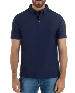 Polo uomo no-stiro stretch colletto con bottoni maglia basic blu GIOSAL-TS3292A