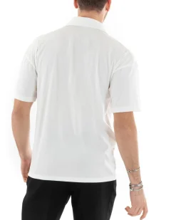 Polo Uomo Tinta Unita Costine Tinta Unita Bianca Colletto Manica Corta Casual GIOSAL-TS2876A