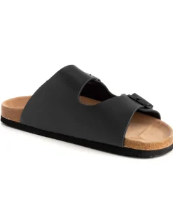 Sandalo Aperto Scarpe Ecopelle Ciabatta Uomo Unisex Sandali Doppia Fibbia Nero GIOSAL-S1203A