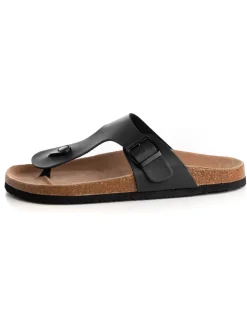 Sandalo Aperto Scarpe Ecopelle Ciabatta Uomo Unisex Sandali Infradito Fibbia Nero GIOSAL-S1211A