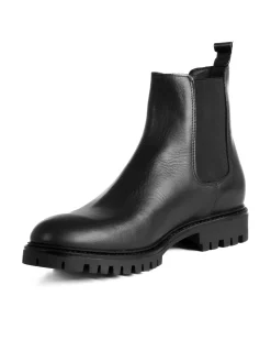 Scarpe Uomo Beatles Stivaletto Chelsea Pelle Fondo Gomma Roccia Nero GIOSAL-S1293A