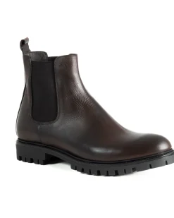 Scarpe Uomo Beatles Stivaletto Chelsea Pelle Fondo Gomma Roccia Marrone GIOSAL-S1294A