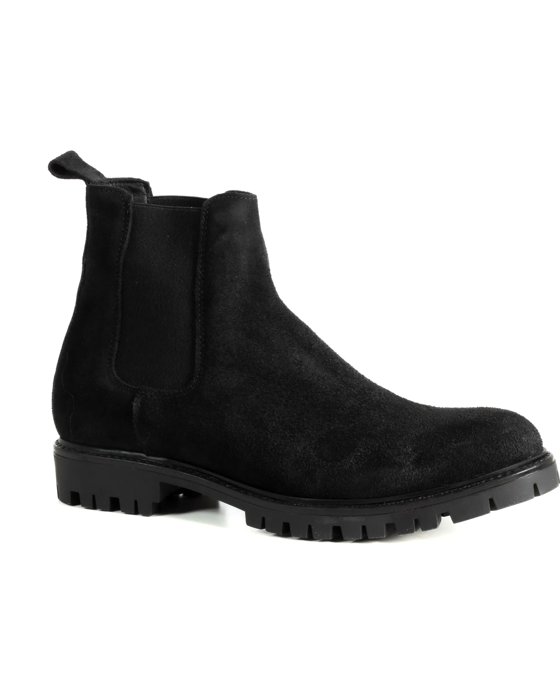 Scarpe Uomo Beatles Stivaletto Chelsea Camoscio Fondo Gomma Roccia Nero GIOSAL-S1300A