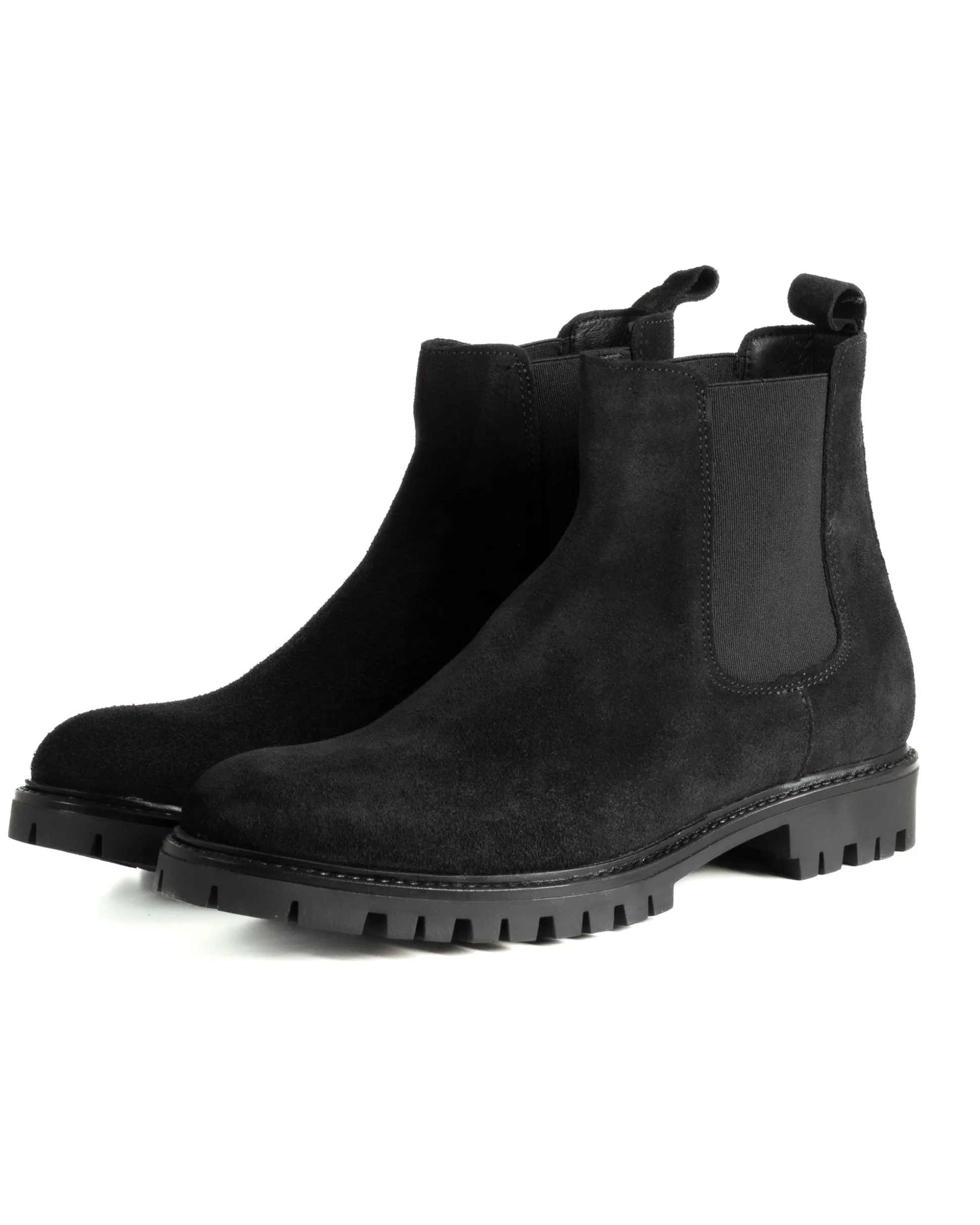 Scarpe Uomo Beatles Stivaletto Chelsea Camoscio Fondo Gomma Roccia Nero GIOSAL-S1300A