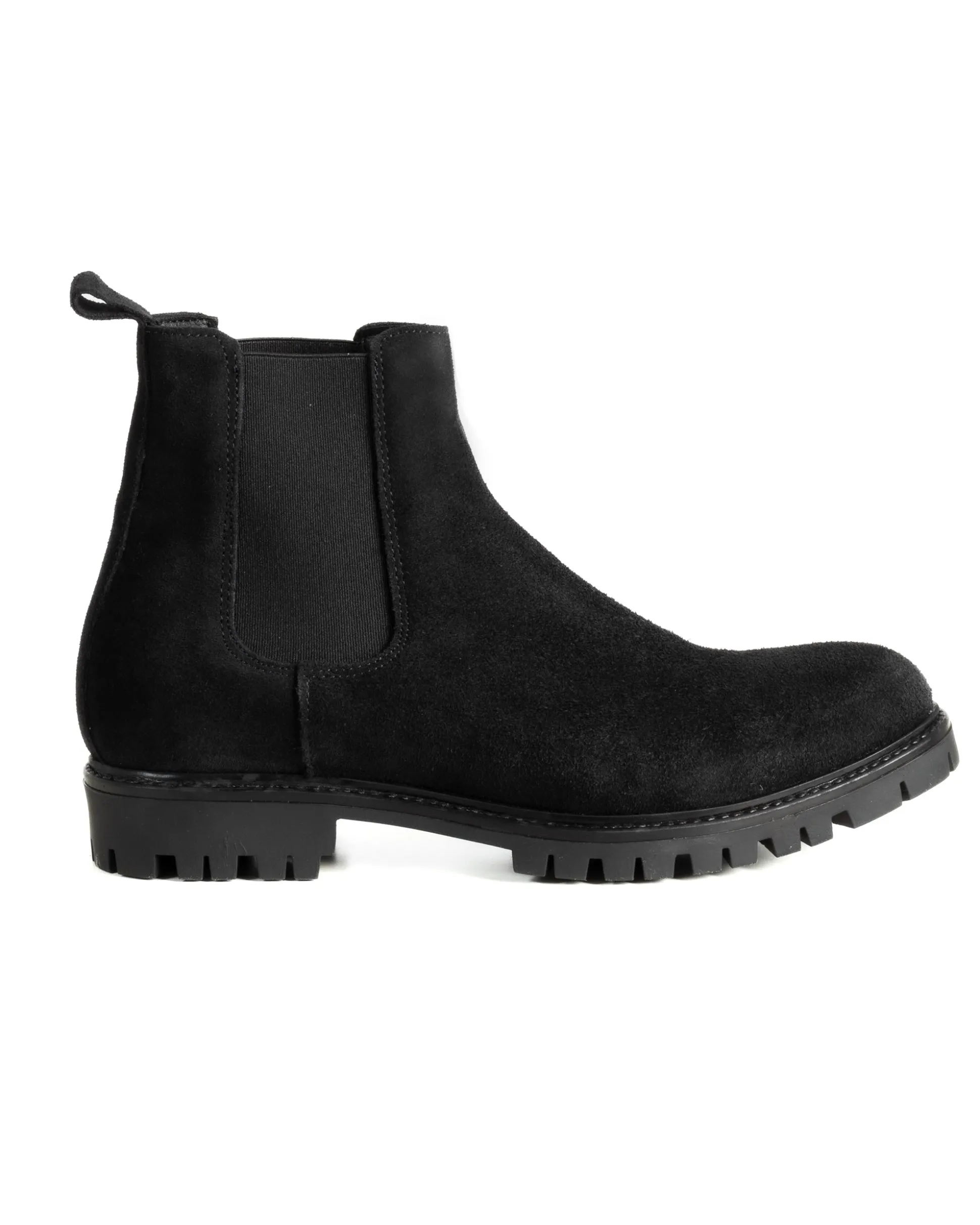 Scarpe Uomo Beatles Stivaletto Chelsea Camoscio Fondo Gomma Roccia Nero GIOSAL-S1300A