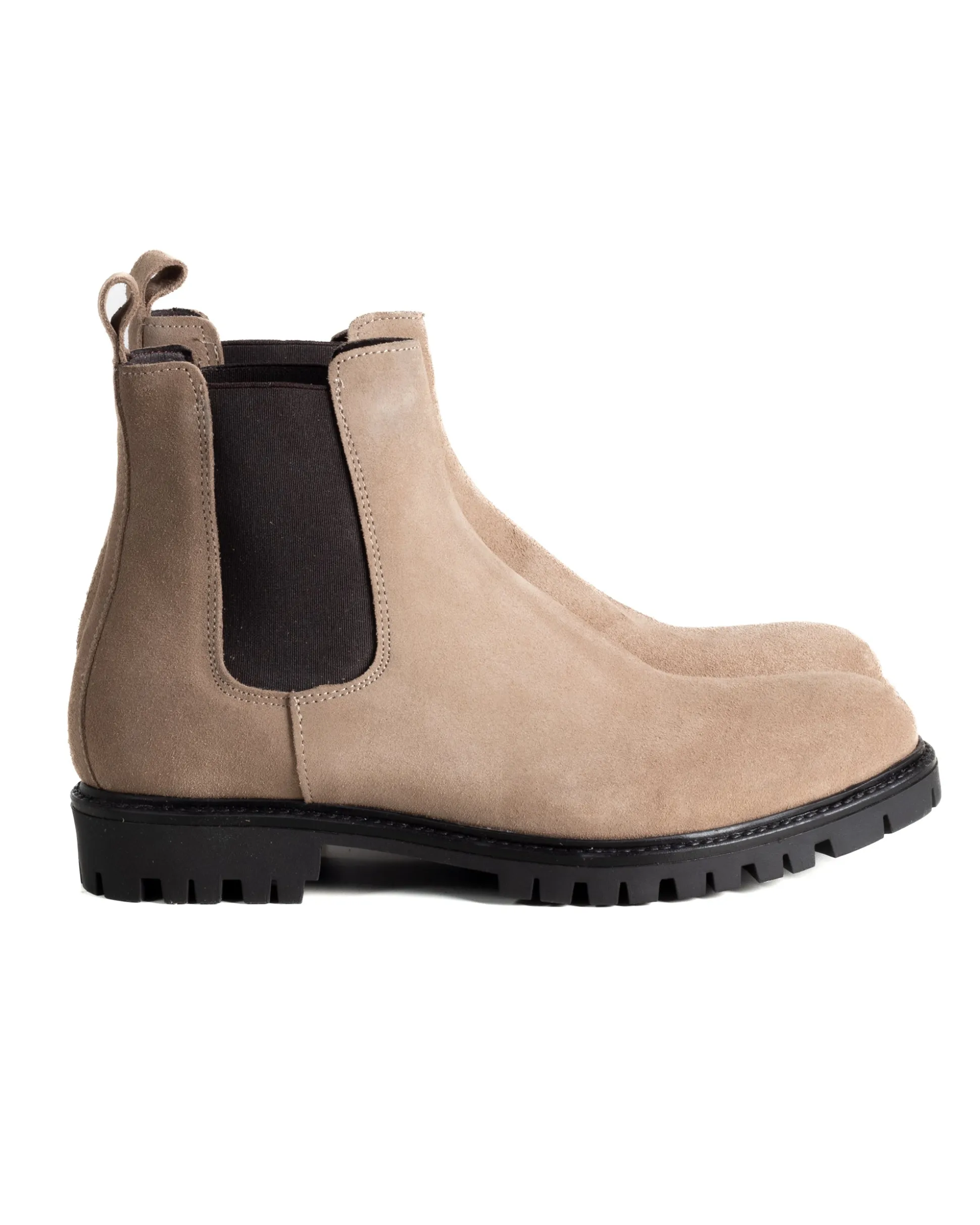 Scarpe Uomo Beatles Stivaletto Chelsea Camoscio Fondo Gomma Roccia Beige GIOSAL-S1297A