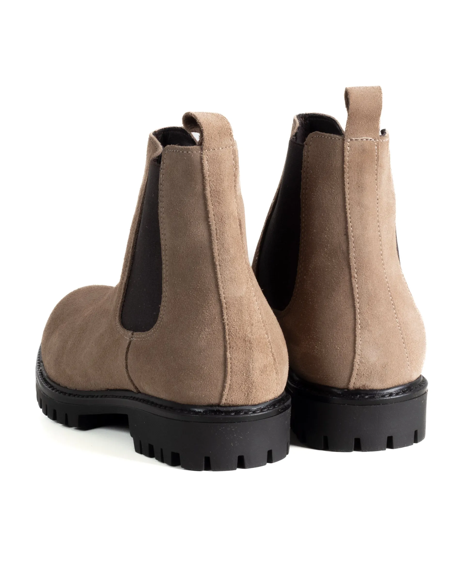 Scarpe Uomo Beatles Stivaletto Chelsea Camoscio Fondo Gomma Roccia Beige GIOSAL-S1297A
