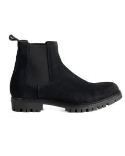 Scarpe Uomo Beatles Stivaletto Chelsea Camoscio Fondo Gomma Roccia Blu GIOSAL-S1298A