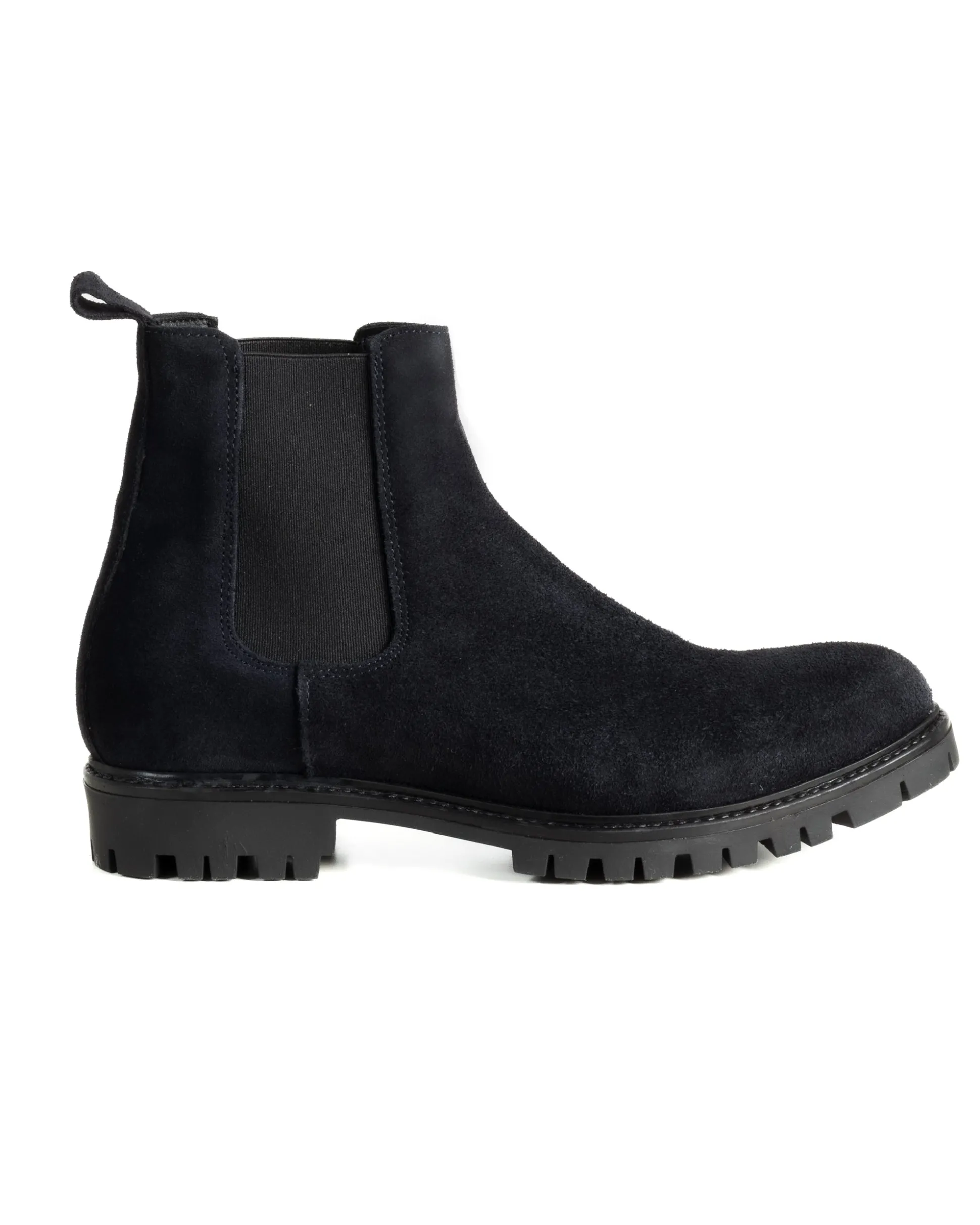 Scarpe Uomo Beatles Stivaletto Chelsea Camoscio Fondo Gomma Roccia Blu GIOSAL-S1298A