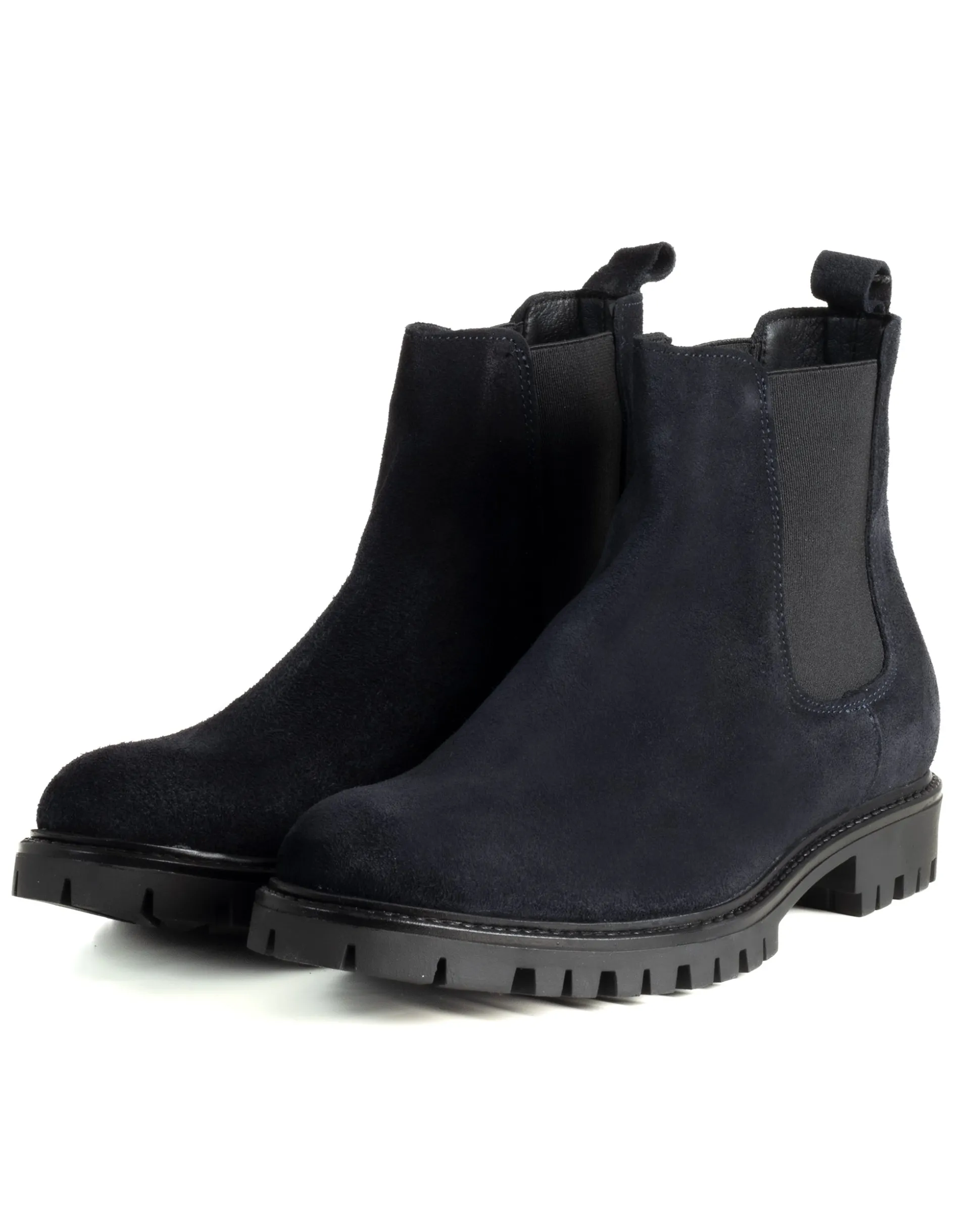 Scarpe Uomo Beatles Stivaletto Chelsea Camoscio Fondo Gomma Roccia Blu GIOSAL-S1298A