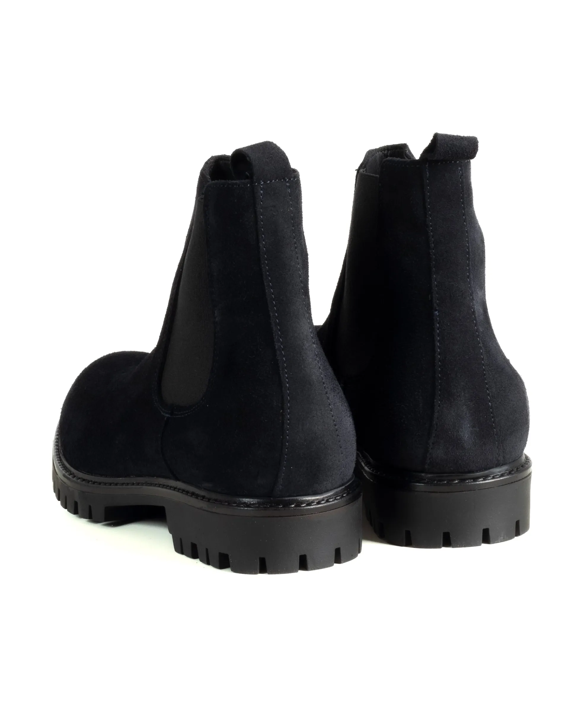 Scarpe Uomo Beatles Stivaletto Chelsea Camoscio Fondo Gomma Roccia Blu GIOSAL-S1298A
