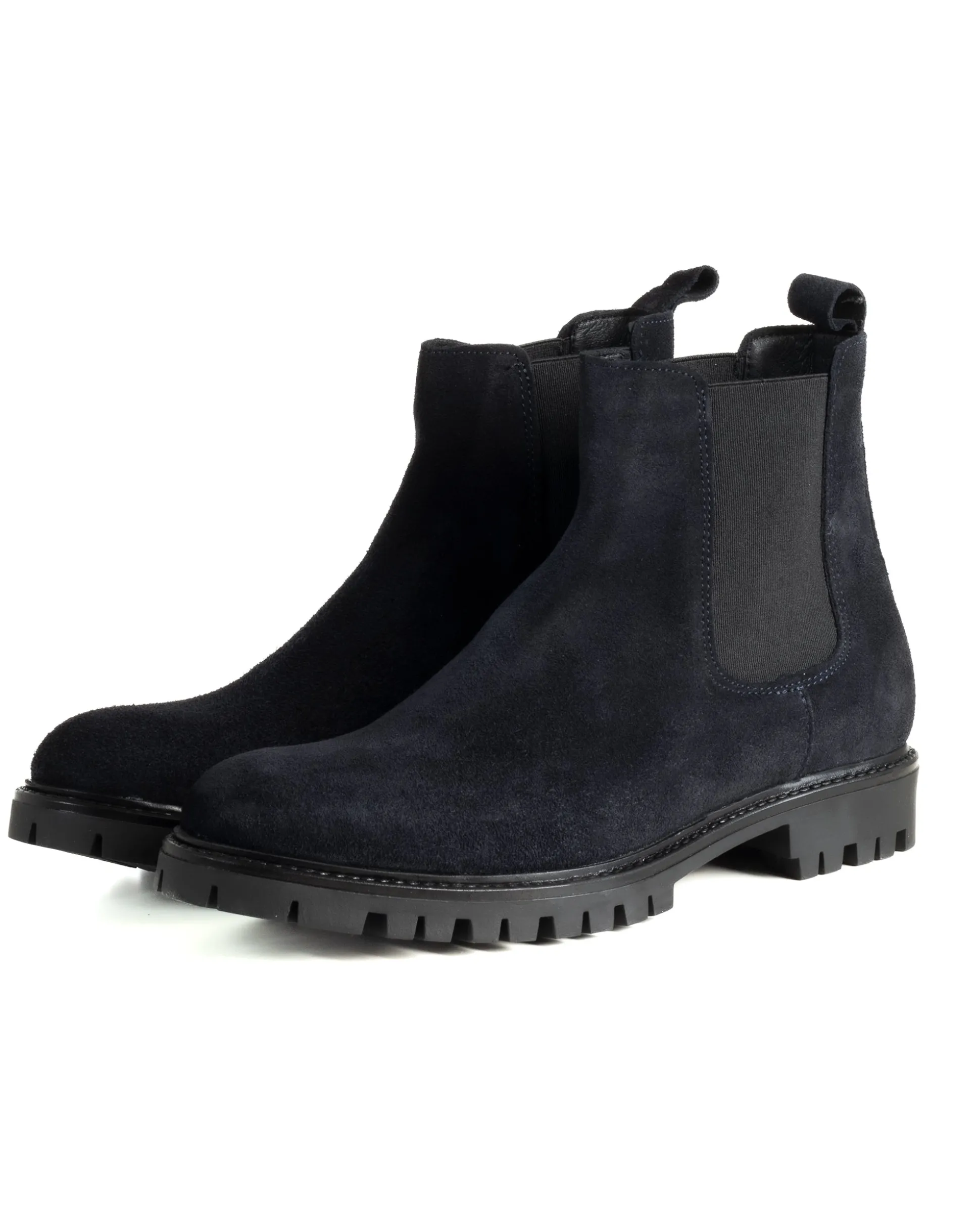 Scarpe Uomo Beatles Stivaletto Chelsea Camoscio Fondo Gomma Roccia Blu GIOSAL-S1298A