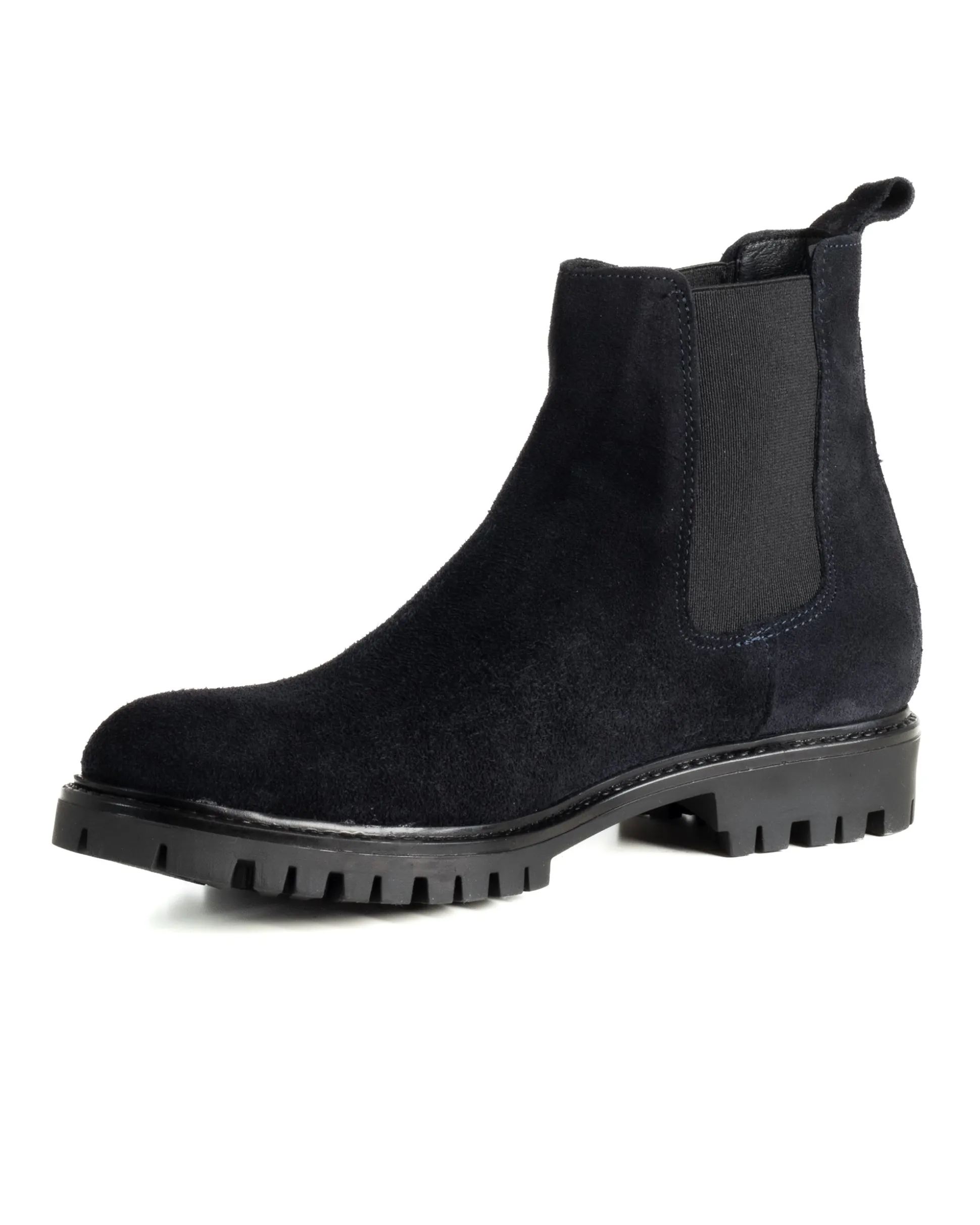 Scarpe Uomo Beatles Stivaletto Chelsea Camoscio Fondo Gomma Roccia Blu GIOSAL-S1298A