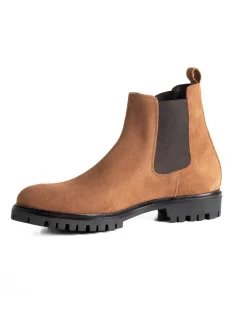 Scarpe Uomo Beatles Stivaletto Chelsea Camoscio Fondo Gomma Roccia Tabacco GIOSAL-S1299A