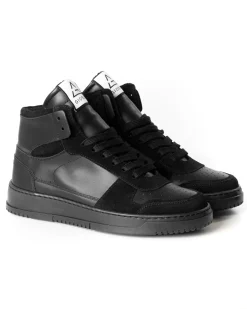 Scarpe Uomo Sneakers Alte Casual Sportive Ecopelle Camoscio Nero GIOSAL-S1240A