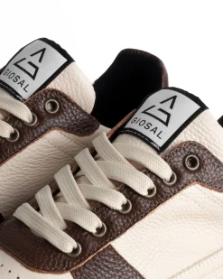 Scarpe Uomo Sneakers Beige Ecopelle Martellata Casual Sportive Pelle Bottolato Camoscio Marrone GIOSAL-S1285A