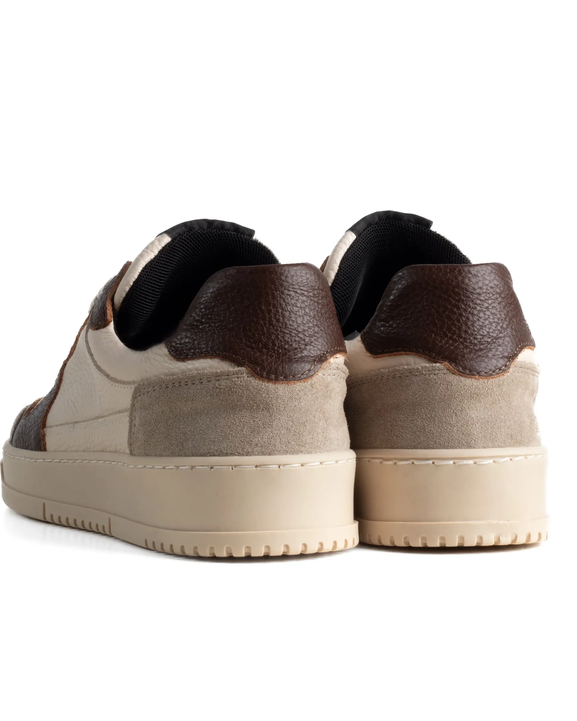 Scarpe Uomo Sneakers Beige Ecopelle Martellata Casual Sportive Pelle Bottolato Camoscio Marrone GIOSAL-S1285A