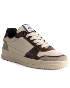 Scarpe Uomo Sneakers Beige Ecopelle Martellata Casual Sportive Pelle Bottolato Camoscio Marrone GIOSAL-S1285A