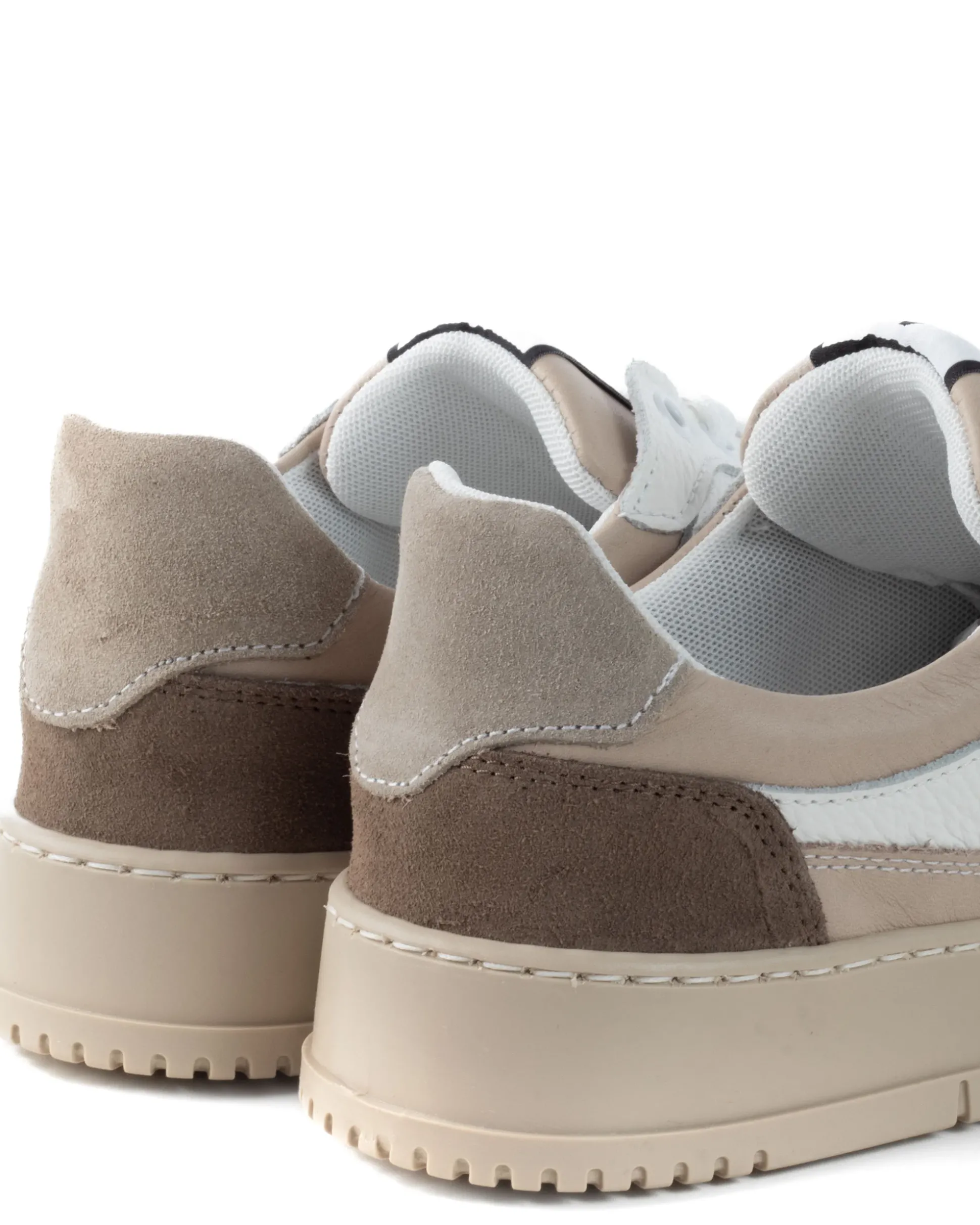 Scarpe Uomo Sneakers Bianche Ecopelle Martellata Casual Sportive Pelle Bottolato Camoscio Beige GIOSAL-S1257A
