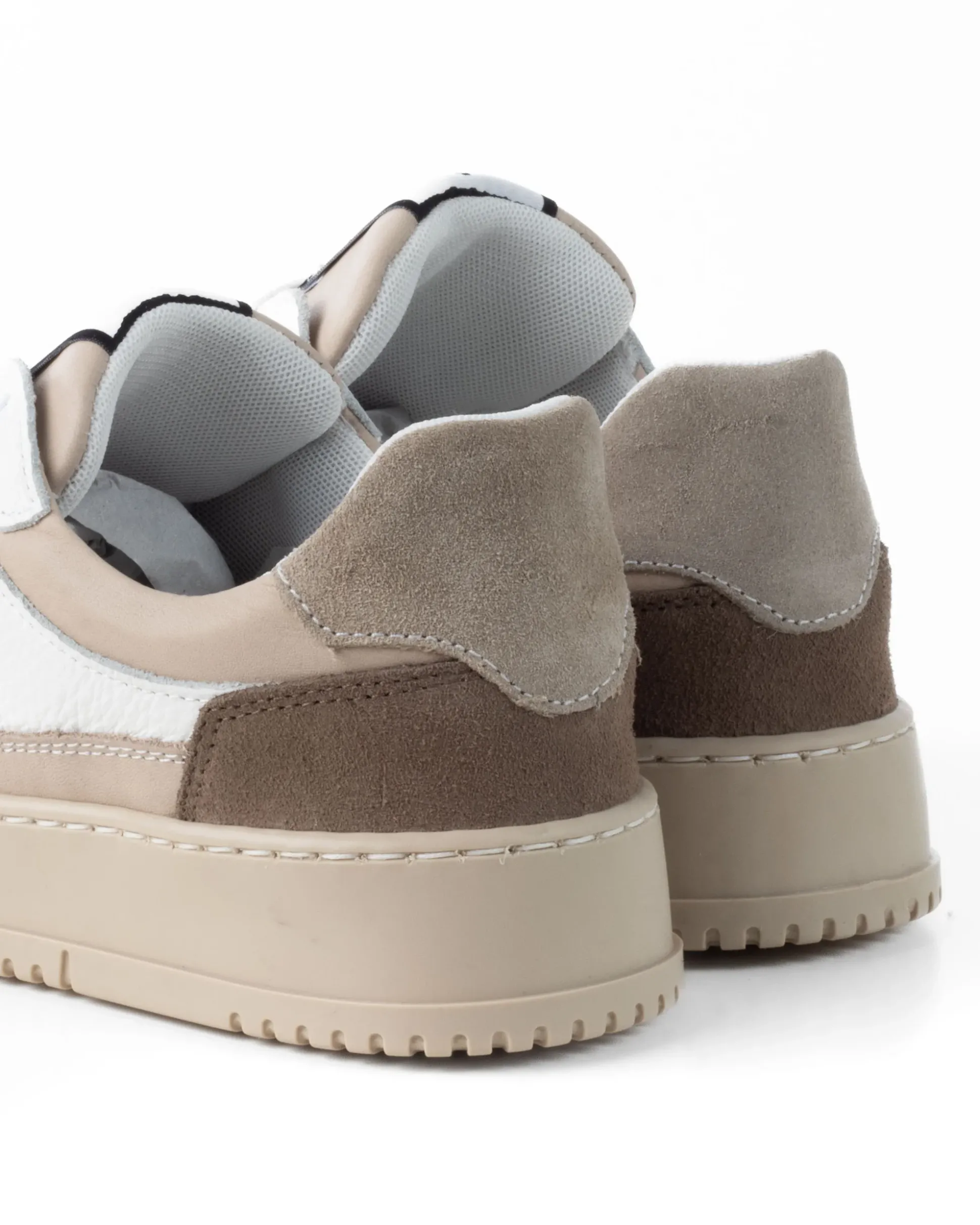 Scarpe Uomo Sneakers Bianche Ecopelle Martellata Casual Sportive Pelle Bottolato Camoscio Beige GIOSAL-S1257A