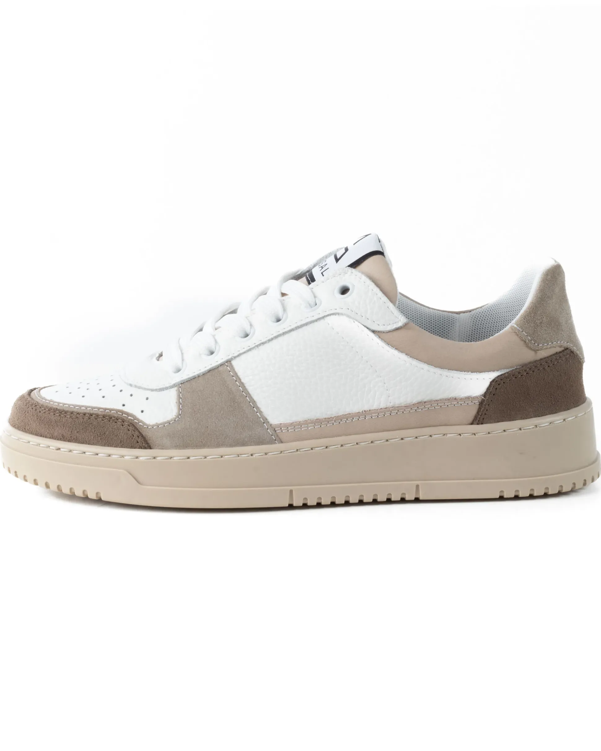 Scarpe Uomo Sneakers Bianche Ecopelle Martellata Casual Sportive Pelle Bottolato Camoscio Beige GIOSAL-S1257A