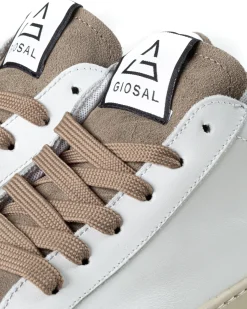 Scarpe Uomo Sneakers Bianche Casual Sportive Ecopelle Camoscio Beige GIOSAL-S1238A