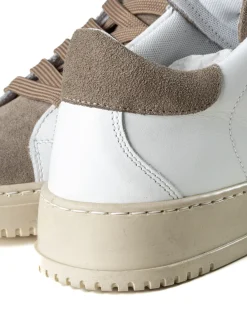 Scarpe Uomo Sneakers Bianche Casual Sportive Ecopelle Camoscio Beige GIOSAL-S1238A