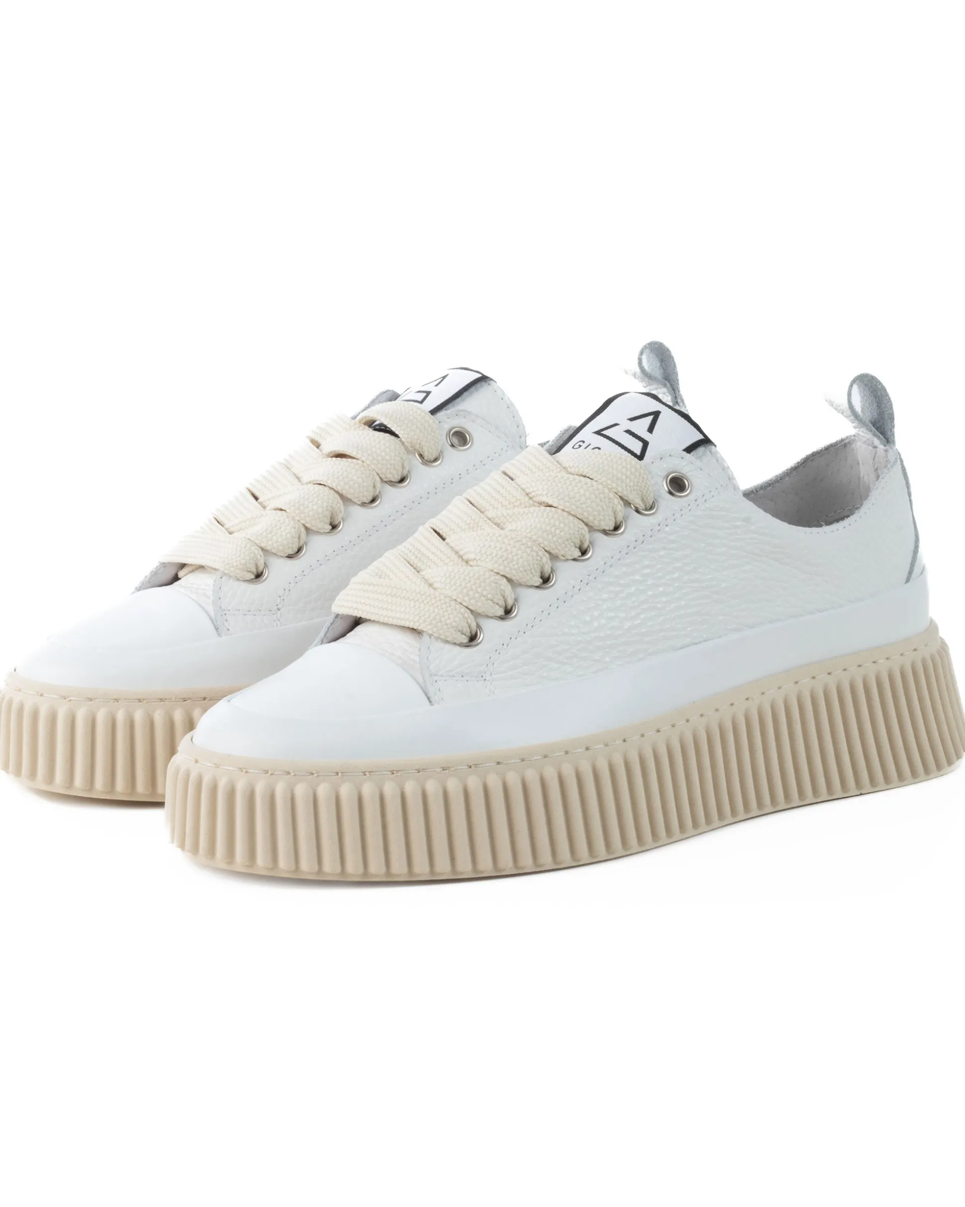 Scarpe Uomo Sneakers Bianche Ecopelle Martellata Sportive Pelle Bottolato Fondo Gomma Ampia GIOSAL-S1258A