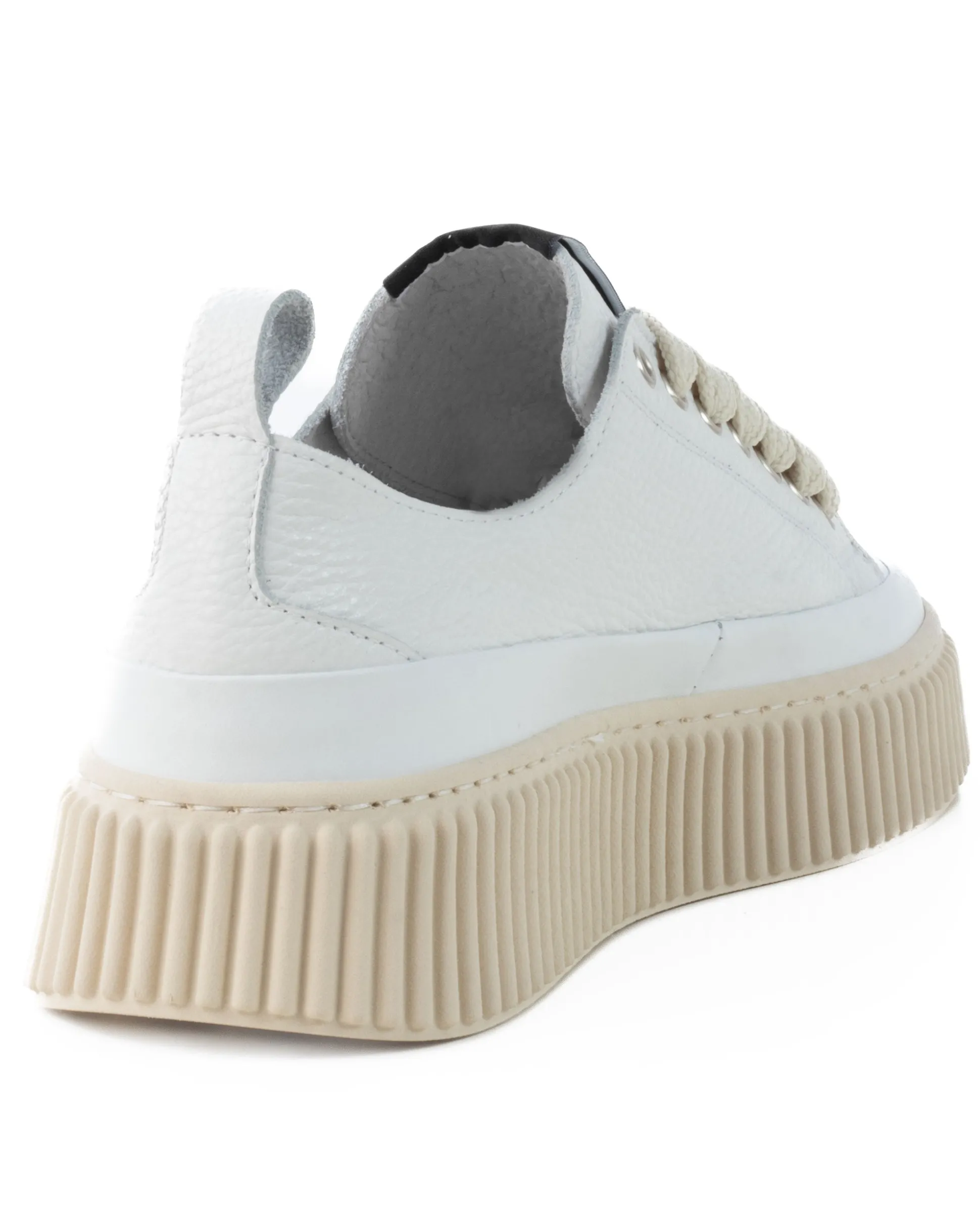 Scarpe Uomo Sneakers Bianche Ecopelle Martellata Sportive Pelle Bottolato Fondo Gomma Ampia GIOSAL-S1258A